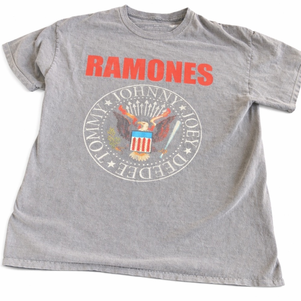 Ramones Gray Graphic Band T-Shirt Punk Rock Logo Tee